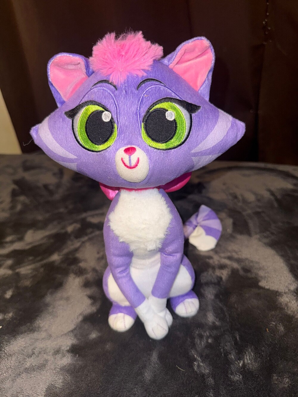Disney Collection Hissy Cat Plush Purple Pink Bow